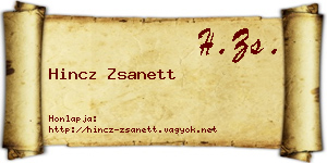 Hincz Zsanett névjegykártya